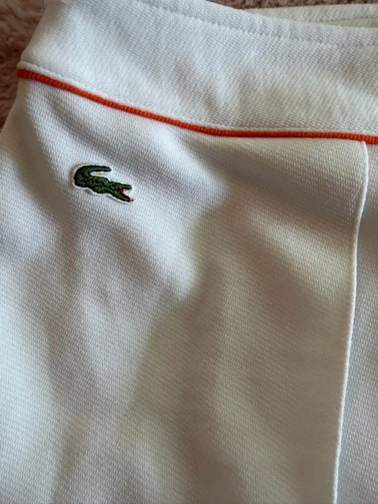 Lacoste Vintage White Pleated Tennis Skirt with orange trim - Picture 2 of 4